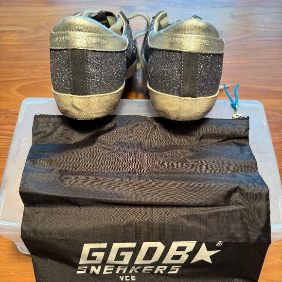 Golden Goose GGDB Women's Super Star Grey Glitter Sneakers with Blue Star EU 40 - Picture 6 of 10